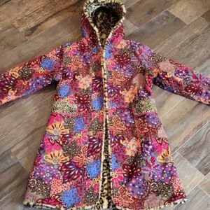 The Children's Place Reversible Animal Floral Print Hooded Coat, Size XL/14